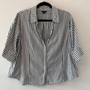J.Crew Blue and White Stripped Button Down Blouse